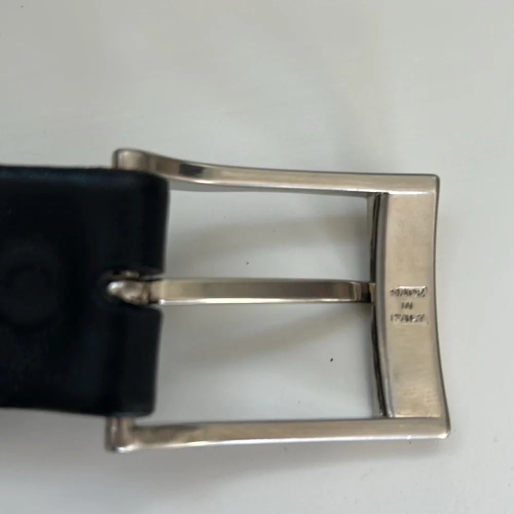 Martin Dingman Italian Calfskin Black Leather Belt Size 42